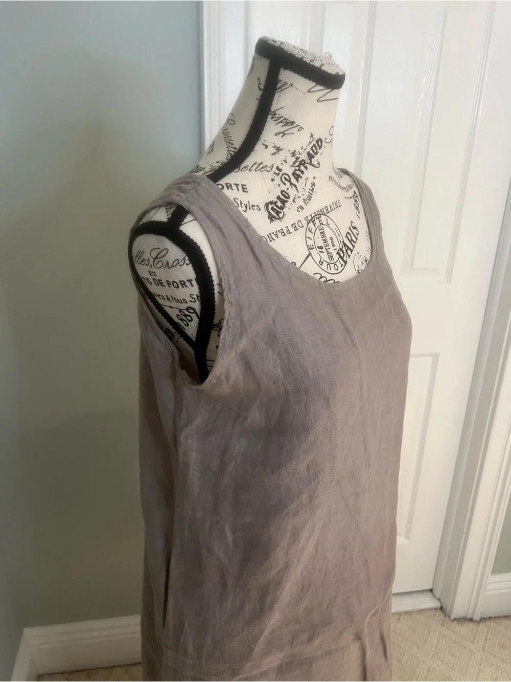 Valentina Naldi Gray sleeveless linen tank Dress | Size M | Like New - Picture 6 of 14
